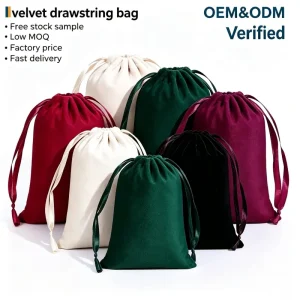 RTS Custom Design Recyclable Many Colors Velvet Drawstring Perfume Bags Gift Packaging Cosmetics Screen Printed Your Logo CB Brand